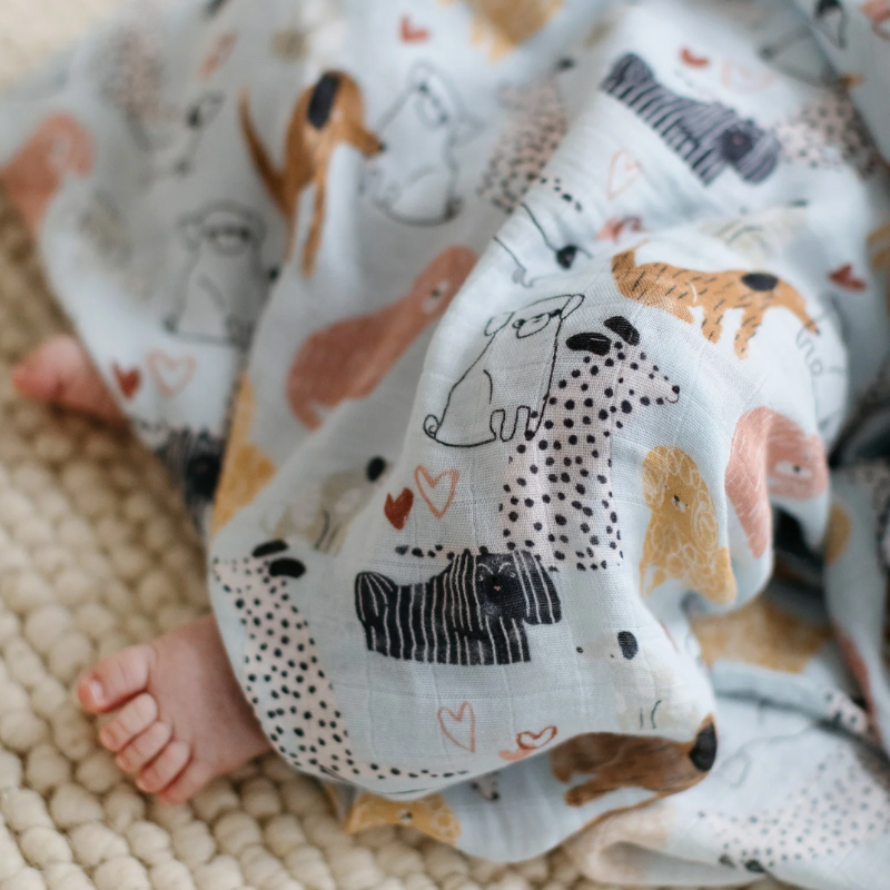 Luxury Muslin Swaddle Puppies Little Peeps